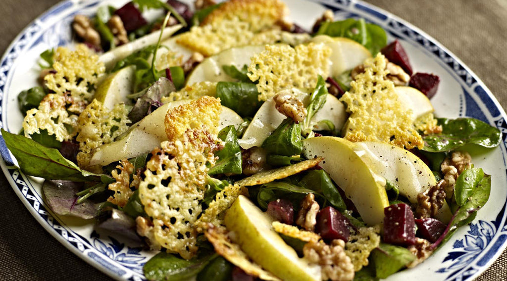 Pear & Beetroot Salad with Cheese Wafers – Barber's