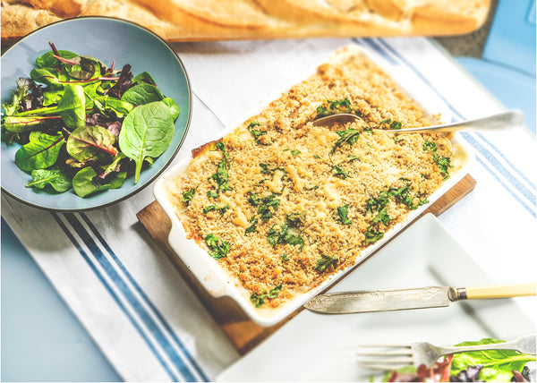 Cheddar, Cider, Cod and Leek Crumble