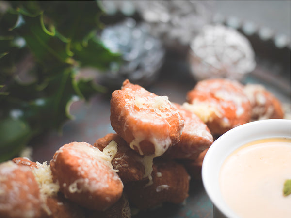 Savoury Beignets’ with 1833 and Harry’s cider served with spiced cider dip.