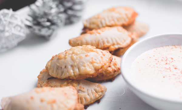 Barber’s 1833 calzone and garlic dip canapés