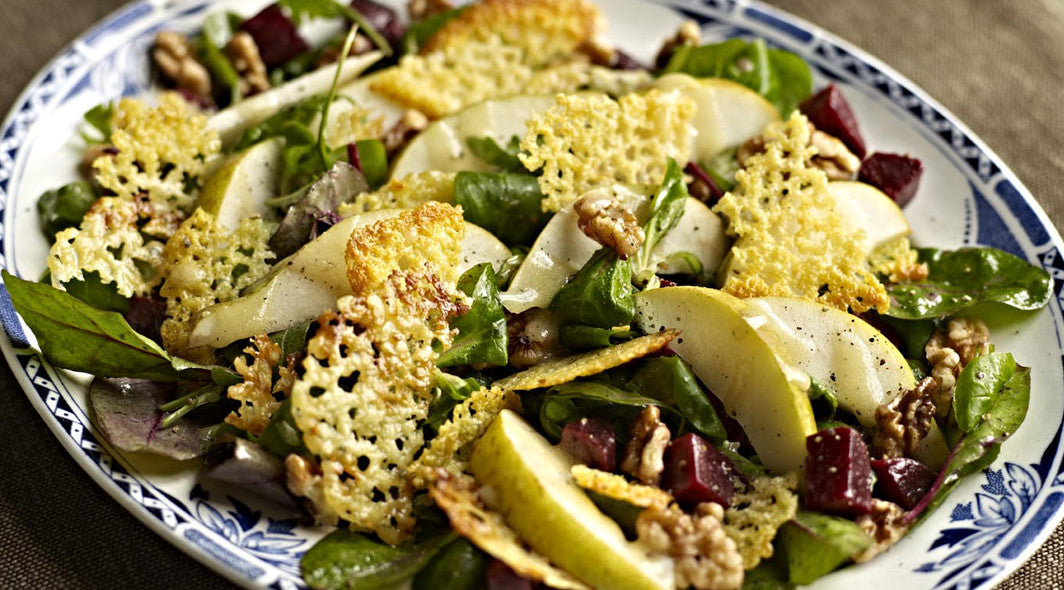 Pear & Beetroot Salad with Cheese Wafers