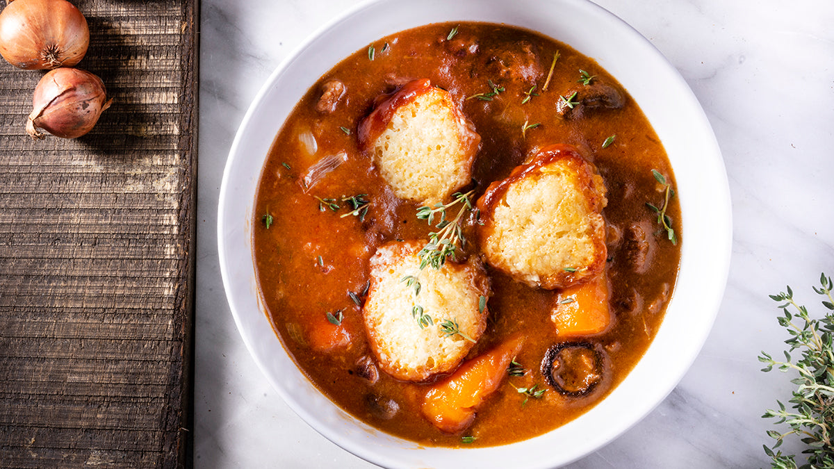 Beef & Stout Stew with Cheddar Dumplings